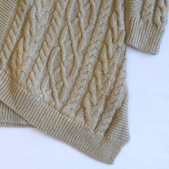 tommy bahama wool blend metallic gold cable knit sweater dress size 4 girls - Picture 2 of 7